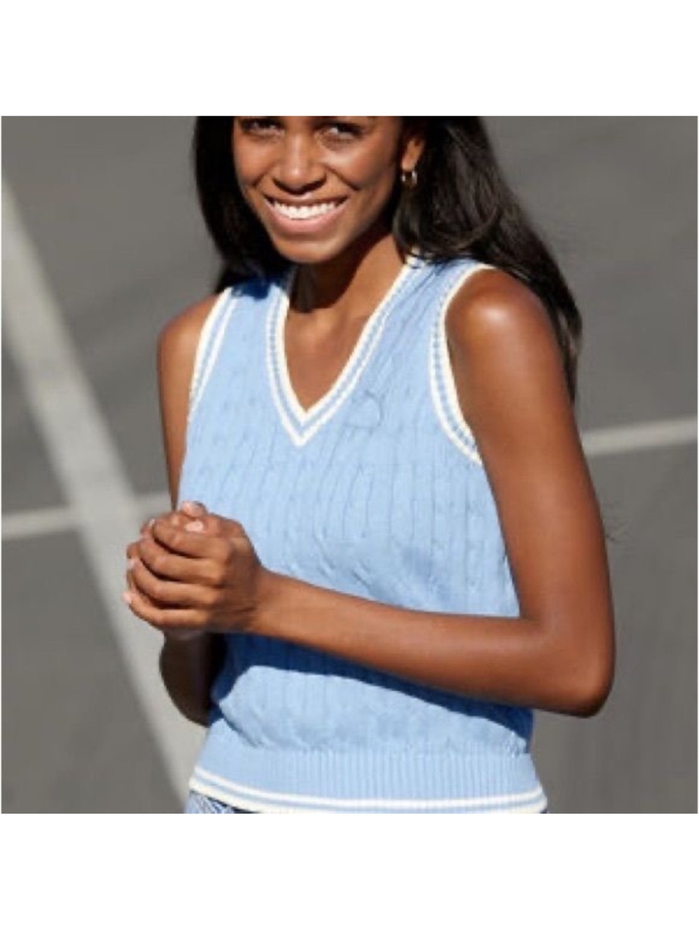 Brandy Melville blue & cream V-Neck Sweater Vest - Picture 5 of 5